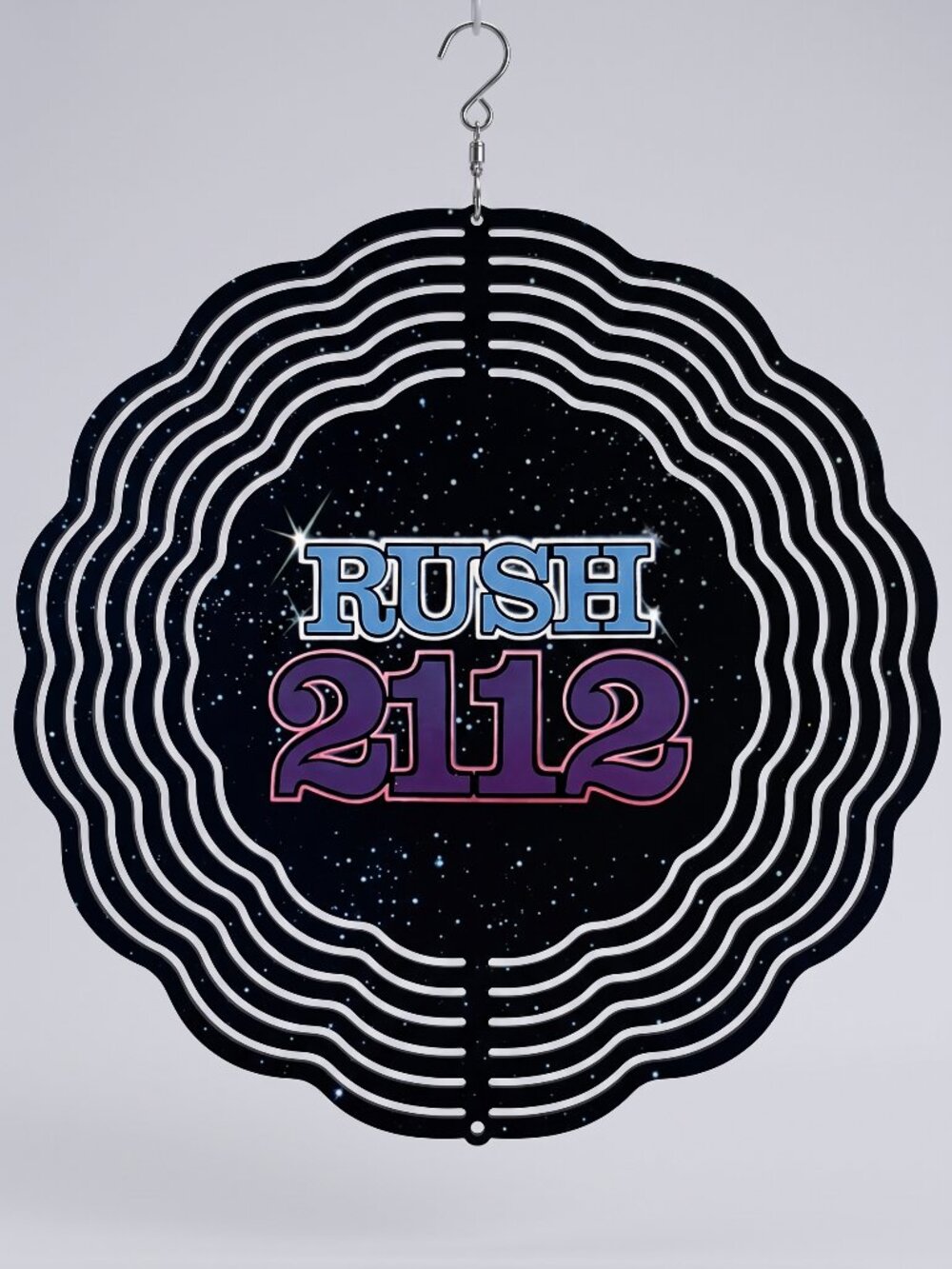 10" Rush 2112 Rock Band Kinetic Wind Spinner - Black Metal Hanging Yard Decor